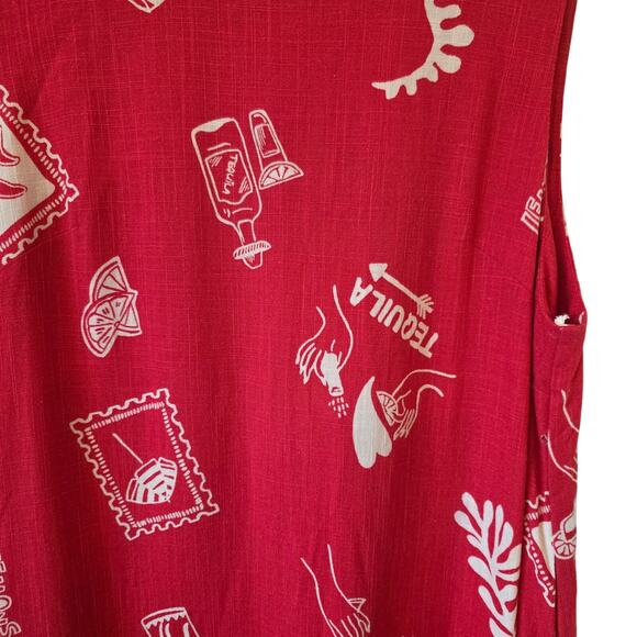 Paper Heart x Anthropologie Tequila Vacation Mini Dress Linen Blend Size XL Red - Picture 3 of 6